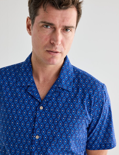 Gasoline Ditsy Slub Ikat Shirt, Navy product photo View 04 L