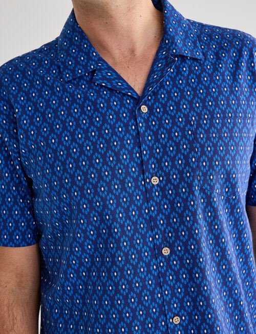 Gasoline Ditsy Slub Ikat Shirt, Navy product photo View 05 L