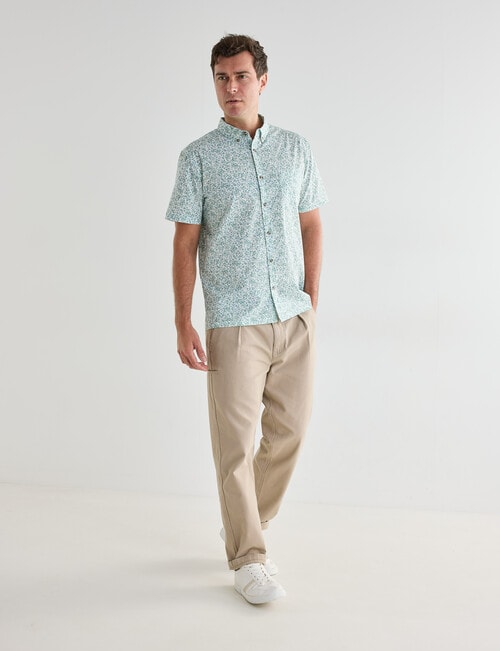 Gasoline Ditsy Floral Shirt, White & Green product photo View 03 L