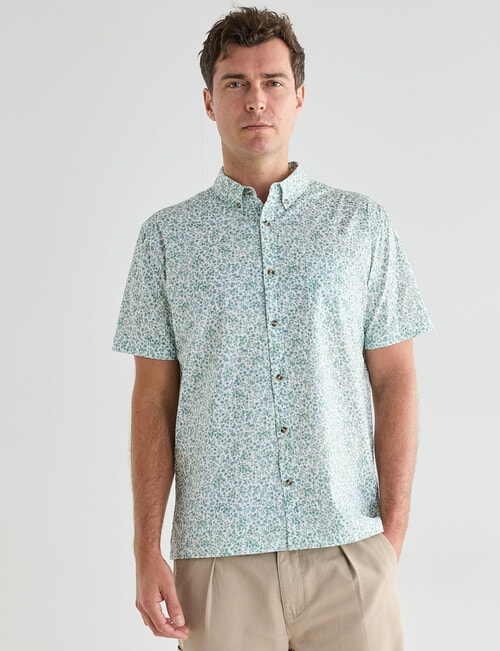 Gasoline Ditsy Floral Shirt, White & Green product photo View 05 L