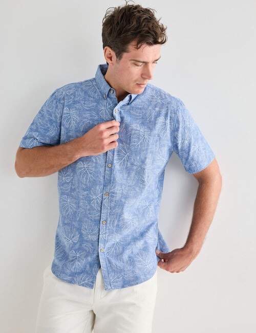 Gasoline Chambray All Over Print Shirt, Light Blue product photo View 04 L