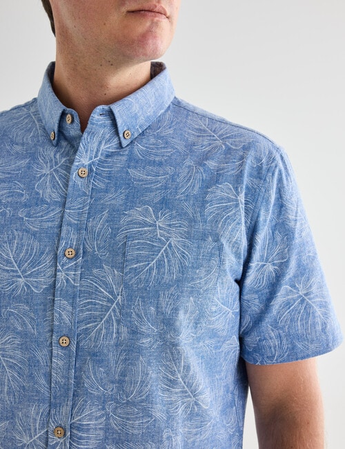 Gasoline Chambray All Over Print Shirt, Light Blue product photo View 05 L