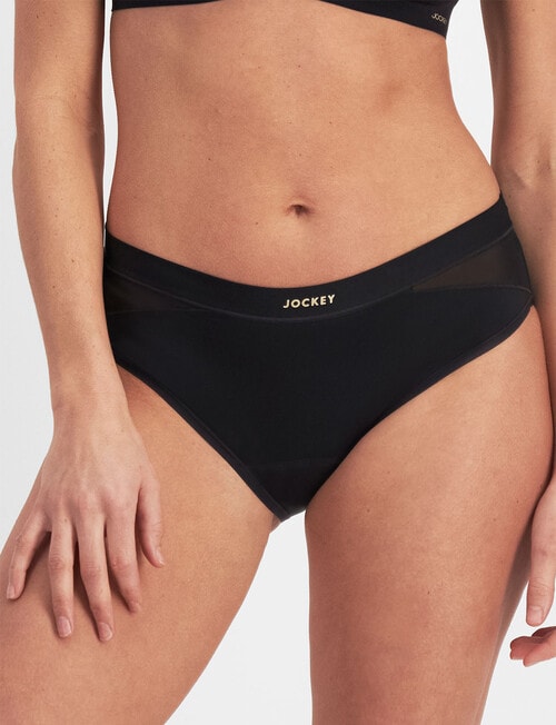 Jockey Woman Everyday Absorbency Hi Bikini Brief, Black product photo