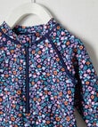 Teeny Weeny Flower Long-Sleeve Rashsuit, Navy product photo View 02 S