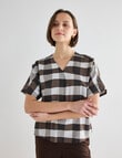 Jigsaw Lenore Check V-Neck Top, Chocolate product photo