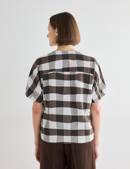 Jigsaw Lenore Check V-Neck Top, Chocolate product photo View 02 L