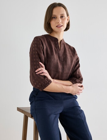 Jigsaw Rita Check Top, Chocolate product photo