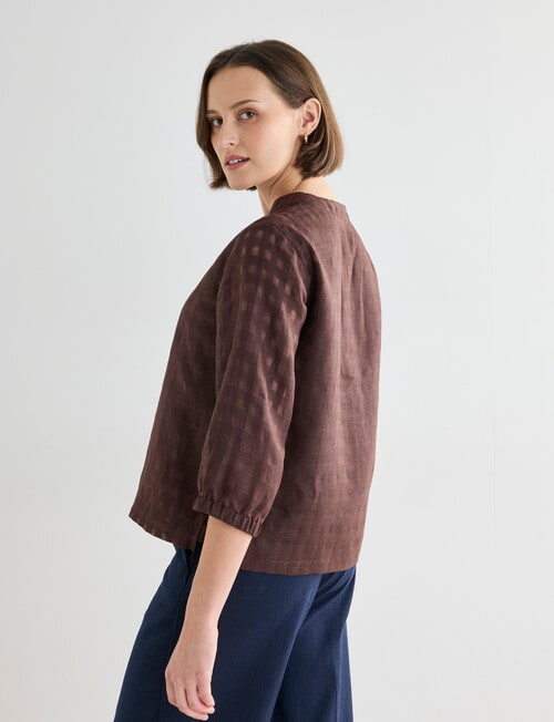 Jigsaw Rita Check Top, Chocolate product photo View 02 L