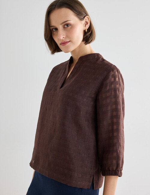 Jigsaw Rita Check Top, Chocolate product photo View 05 L