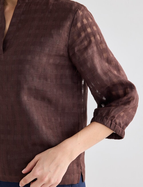 Jigsaw Rita Check Top, Chocolate product photo View 08 L