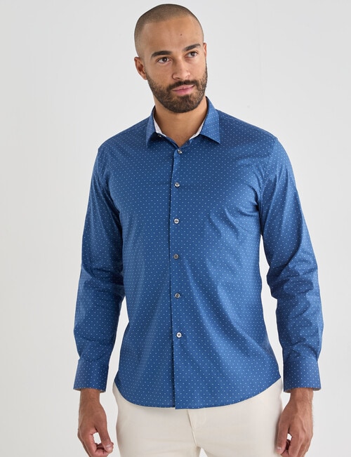 Laidlaw + Leeds Cubic Print Long Sleeve Shirt, Light Blue product photo