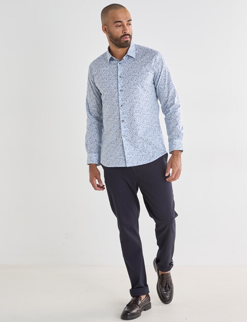Laidlaw + Leeds Floral Ditsy Long Sleeve Shirt, White product photo View 03 L