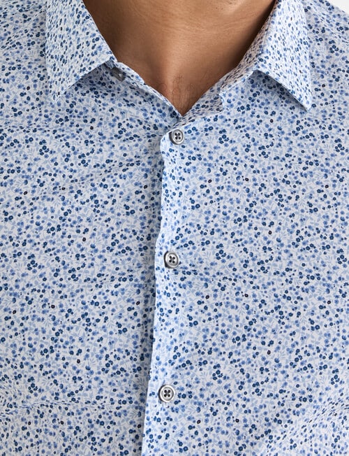 Laidlaw + Leeds Floral Ditsy Long Sleeve Shirt, White product photo View 04 L