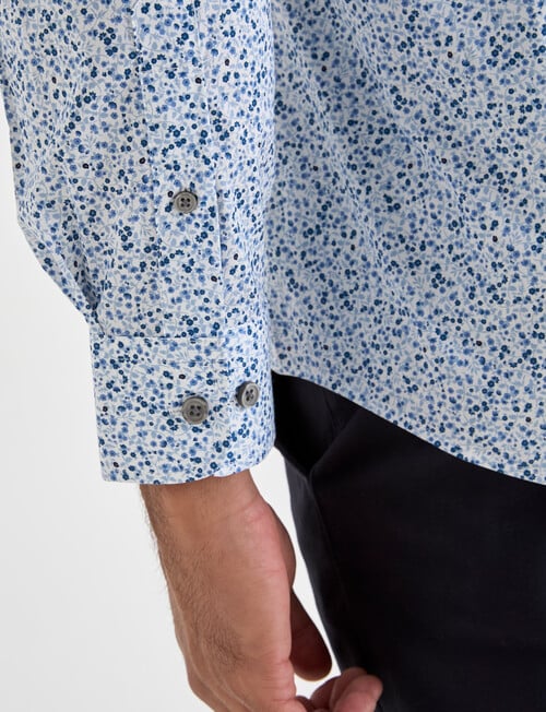 Laidlaw + Leeds Floral Ditsy Long Sleeve Shirt, White product photo View 05 L
