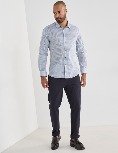 Laidlaw + Leeds Geo Ditsy Long Sleeve Shirt, White product photo View 03 L