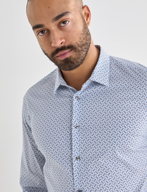 Laidlaw + Leeds Geo Ditsy Long Sleeve Shirt, White product photo View 04 L