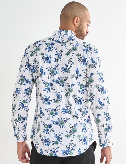 Laidlaw + Leeds Floral All Over Print Long Sleeve Shirt, White product photo View 02 L