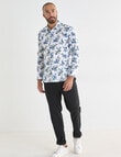 Laidlaw + Leeds Floral All Over Print Long Sleeve Shirt, White product photo View 03 S