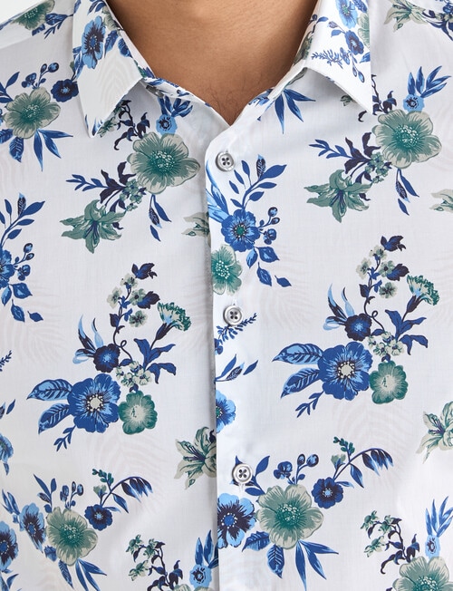 Laidlaw + Leeds Floral All Over Print Long Sleeve Shirt, White product photo View 04 L