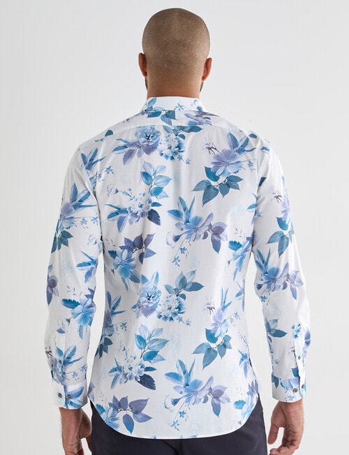 Laidlaw + Leeds Floral All Over Print Long Sleeve Shirt, White product photo View 02 L