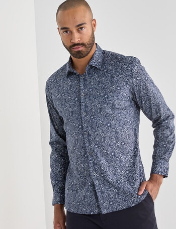 Laidlaw + Leeds Floral Text All Over Print, Navy product photo