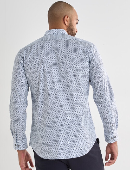 Laidlaw + Leeds Geo Ditsy Long Sleeve Shirt, White product photo View 02 L