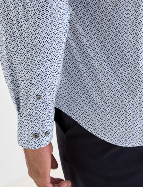 Laidlaw + Leeds Geo Ditsy Long Sleeve Shirt, White product photo View 05 L