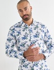 Laidlaw + Leeds Floral All Over Print Long Sleeve Shirt, White product photo