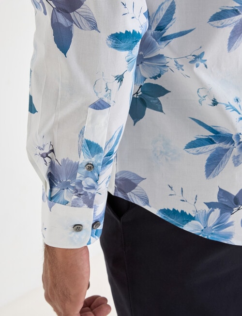 Laidlaw + Leeds Floral All Over Print Long Sleeve Shirt, White product photo View 05 L