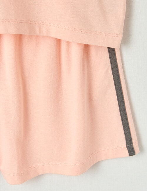 Sleep Squad Varsity Knit Short PJ Set, Pink, 8-16 product photo View 03 L