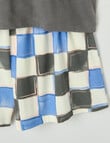 Sleep Squad Varsity Knit Short PJ Set, Blue & Grey, 8-16 product photo View 03 S