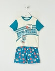 Sleep Mode Dino Score Knit & Woven PJ Set, Blue, 2-8 product photo