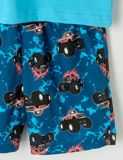 Sleep Mode Monster Trucks Knit & Woven PJ Set, Blue, 2-8 product photo View 03 L