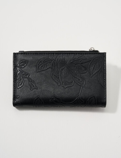 Pronta Moda Floral Emboss Wallet, Black product photo View 02 L