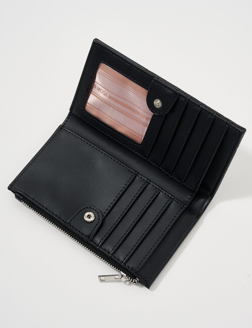 Pronta Moda Floral Emboss Wallet, Black product photo View 03 L