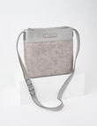 Pronta Moda Flora Embossed Crossbody Bag, Grey product photo