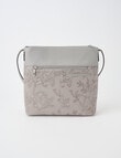 Pronta Moda Flora Embossed Crossbody Bag, Grey product photo View 02 S