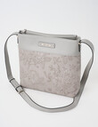 Pronta Moda Flora Embossed Crossbody Bag, Grey product photo View 03 S
