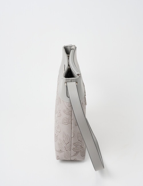 Pronta Moda Flora Embossed Crossbody Bag, Grey product photo View 04 L