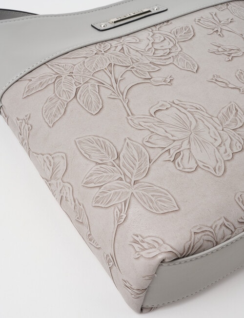 Pronta Moda Flora Embossed Crossbody Bag, Grey product photo View 05 L