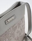 Pronta Moda Flora Embossed Crossbody Bag, Grey product photo View 06 S