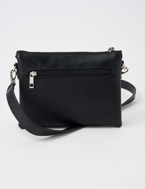 Pronta Moda 3 Compartment Crossbody Bag, Black product photo View 02 L