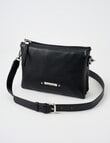 Pronta Moda 3 Compartment Crossbody Bag, Black product photo View 03 S