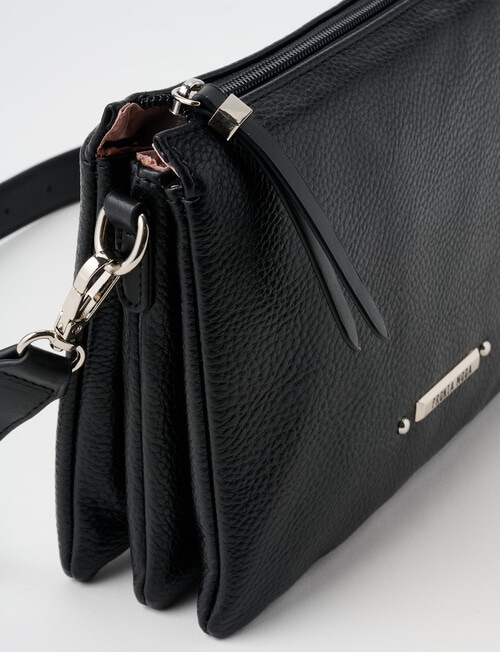 Pronta Moda 3 Compartment Crossbody Bag, Black product photo View 05 L
