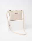 Pronta Moda Saddle Stitch Flap Crossbody Bag, Bone product photo