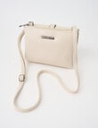 Pronta Moda Saddle Stitch Flap Crossbody Bag, Bone product photo View 03 S