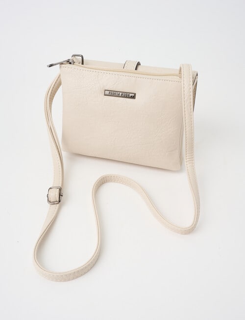 Pronta Moda Saddle Stitch Flap Crossbody Bag, Bone product photo View 03 L