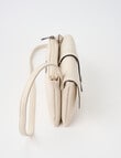 Pronta Moda Saddle Stitch Flap Crossbody Bag, Bone product photo View 04 S