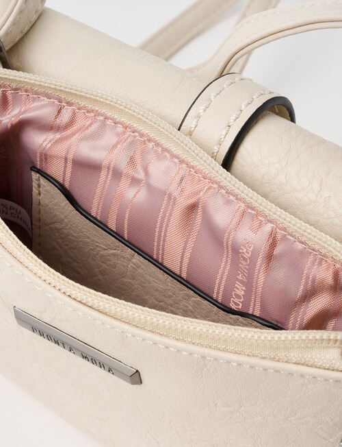 Pronta Moda Saddle Stitch Flap Crossbody Bag, Bone product photo View 08 L