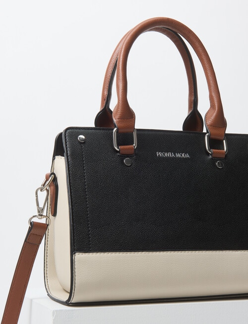 Pronta Moda Multi Colour Shopper Bag, Black product photo View 03 L